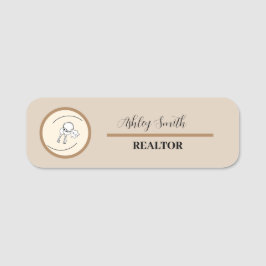 Personalisiert minimalistisch in Beige braun Namensschild