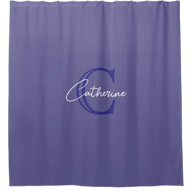 Personalisiert Minimalistische Lila Monogramm Duschvorhang (Vorderseite)