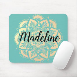 Personalisiert Minze Green und Gold Mandala Blume Mousepad