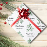 Personalisiert Mistletoe Christmas Geschenkpapier<br><div class="desc">Dieses festliche Weihnachtswackelpapier ist mit Aquarellmassen-Blätter und Beeren dekoriert. Einfach anpassbar. Wenn wir unsere Kunstwerke erstellen,  werden Sie dieses exakte Bild von anderen Designern nicht finden. Original Wasserfarbe © Michele Davies.</div>