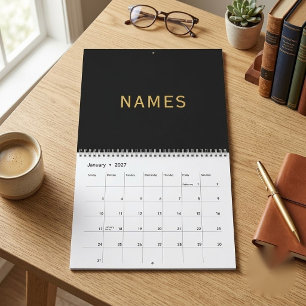 Personalisiert mit 14 Nachnamen oder Spitznamen da Kalender
