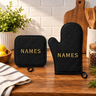 Personalisiert mit 2 Nachnamen oder Spitznamen dar Ofenhandschuh & Topflappen-Set