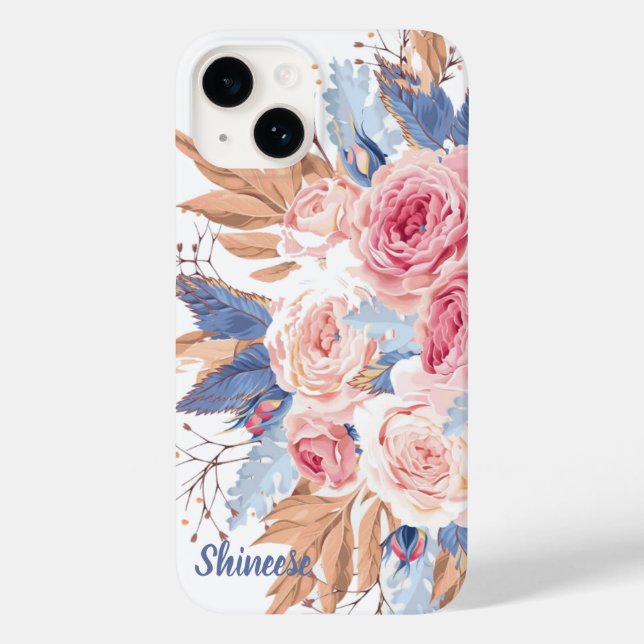personalisiert mit Blüte und blauer Blume Case-Mate iPhone 14 Hülle (Rückseite)