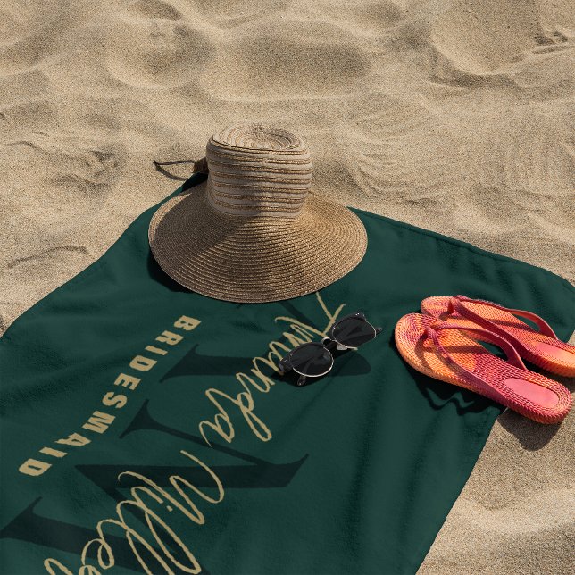 Personalisiert mit dem Namen Green Gold Modern Mon Strandtuch (Von Creator hochgeladen)