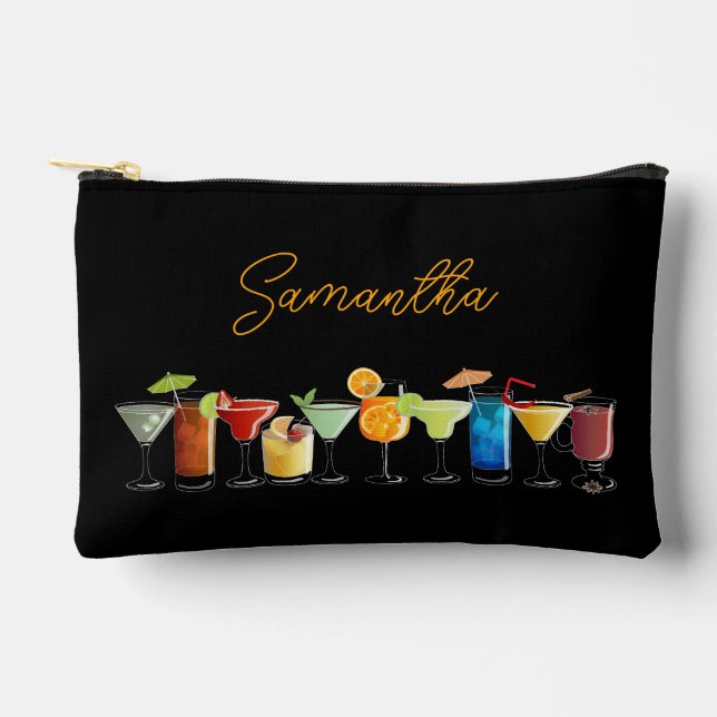 Personalisiert mit handGezeichnet Cocktails Zubehörtasche (Vorderseite)