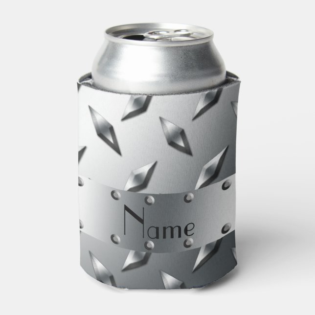 Personalisiert mit Ihrem Namen Diamantblech Stahl Dosenkühler (Kanne Vorderseite)
