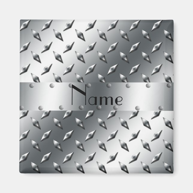 Personalisiert mit Ihrem Namen Diamantblech Stahl Magnet (Vorne)