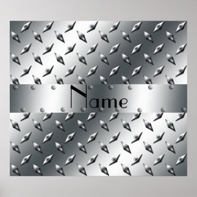 Personalisiert mit Ihrem Namen Diamantblech Stahl Poster (Vorne)
