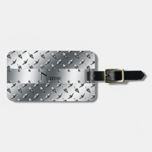 Personalisiert mit Ihrem Namensdiamantplattenstahl Gepäckanhänger