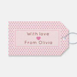 Personalisiert mit Liebe in Rosa Geschenkanhänger