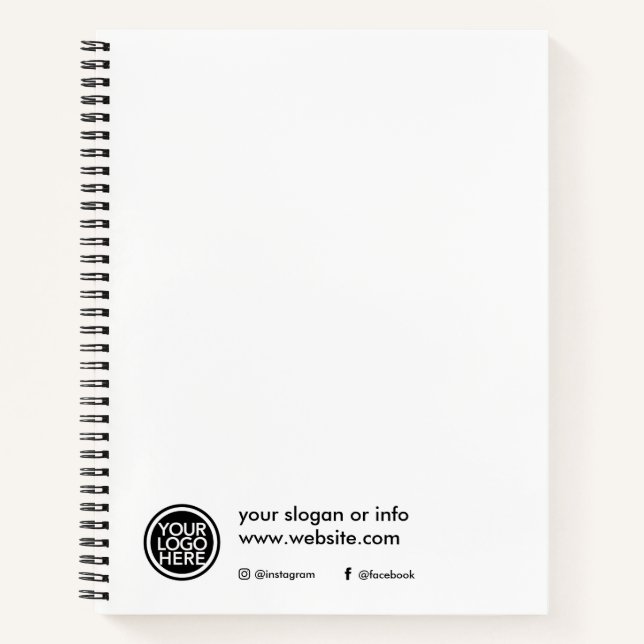 Personalisiert mit Logo, Slogan Notizbuch (Vorderseite)