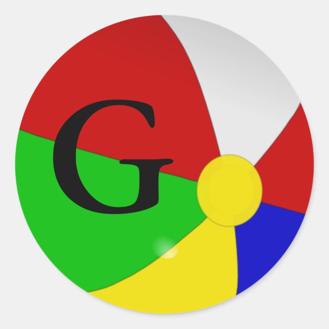 Personalisiert mit Monogram G Beach Ball Stickern Runder Aufkleber (Vorderseite)