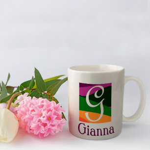Personalisiert mit Monogramm auf geometrischem Hin Kaffeetasse