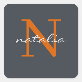 personalisiert mit Monogramm Quadratischer Aufkleber