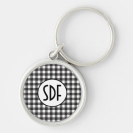 Personalisiert Mit Monogramm Schwarz/Weiß Kariert Schlüsselanhänger