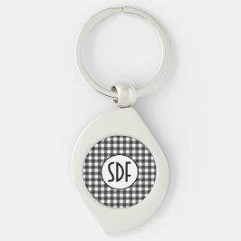 Personalisiert Mit Monogramm Schwarz/Weiß Kariert Schlüsselanhänger