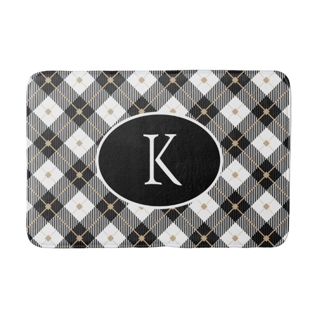 Personalisiert Mit Monogramm Schwarz-weißes Gold K Badematte (Vorderseite)