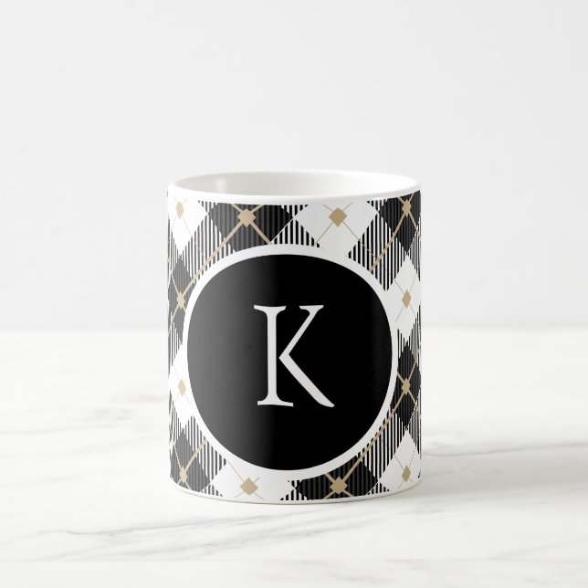 Personalisiert Mit Monogramm Schwarz-weißes Gold K Kaffeetasse (Mittel)