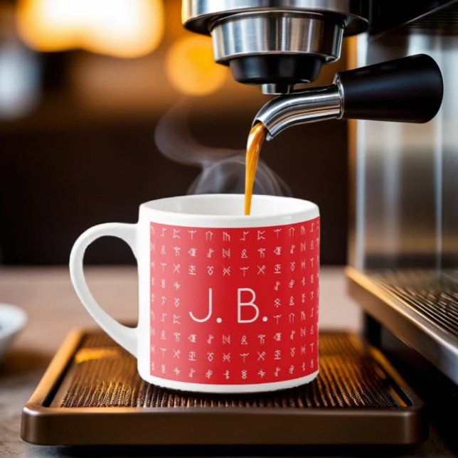 Personalisiert mit Monogramm und Runensymbol Espressotasse (Von Creator hochgeladen)