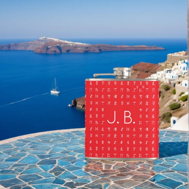 Personalisiert mit Monogramm und Runensymbolen Flachmann (Von Creator hochgeladen)