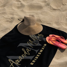Personalisiert mit Name Black Gold Modern Monogram