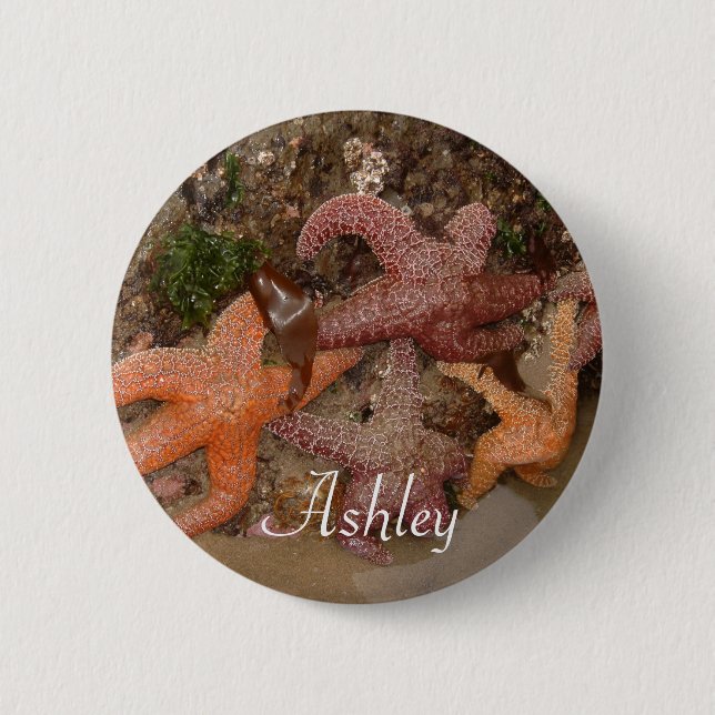 Personalisiert mit Name: Starfish/Sea Star Foto 4 Button (Vorderseite)