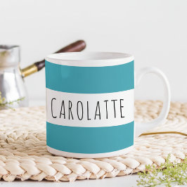 Personalisiert mit Namen, individuelles Türkis Kaffeetasse
