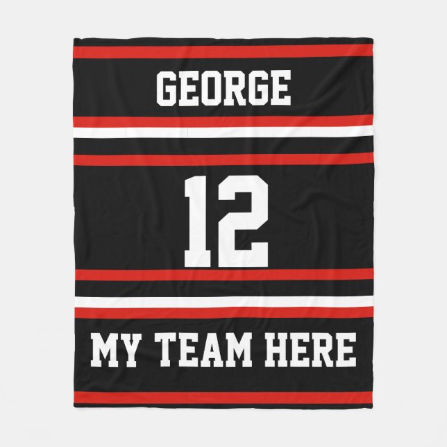 Personalisiert mit Namen,#, Team, Sportfan-Team Fleecedecke (Vorderseite)