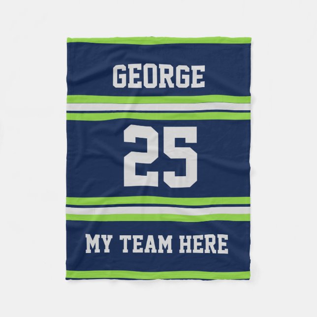 Personalisiert mit Namen,#, Team, Sportfan-Team Fleecedecke (Vorderseite)