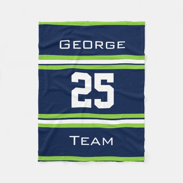 Personalisiert mit Namen,#, Team, Sportfan-Team Fleecedecke (Vorderseite)
