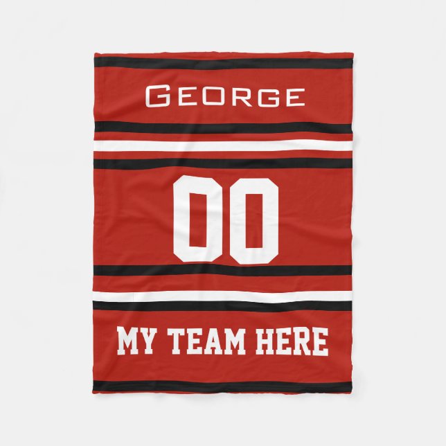 Personalisiert mit Namen,#, Team, Sportfan-Team Fleecedecke (Vorderseite)