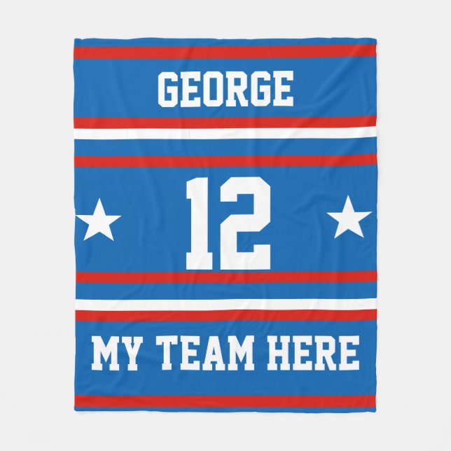 Personalisiert mit Namen,#, Team, Sportfan-Team Fleecedecke (Vorderseite)
