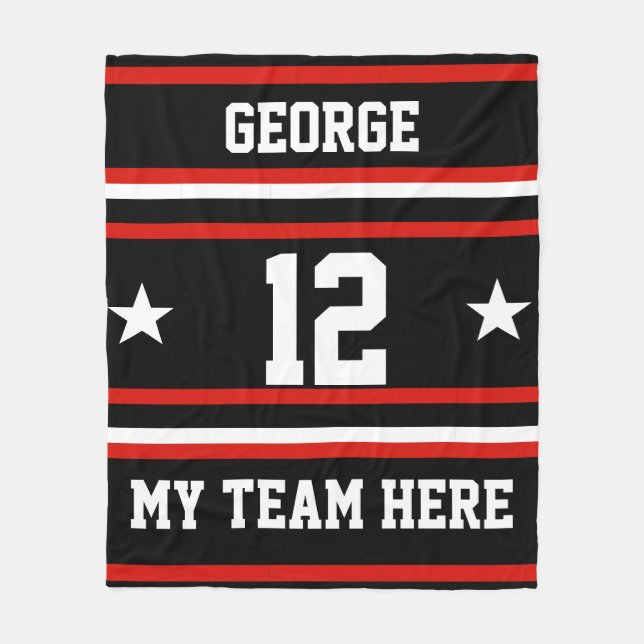 Personalisiert mit Namen,#, Team, Sportfan-Team Fleecedecke (Vorderseite)