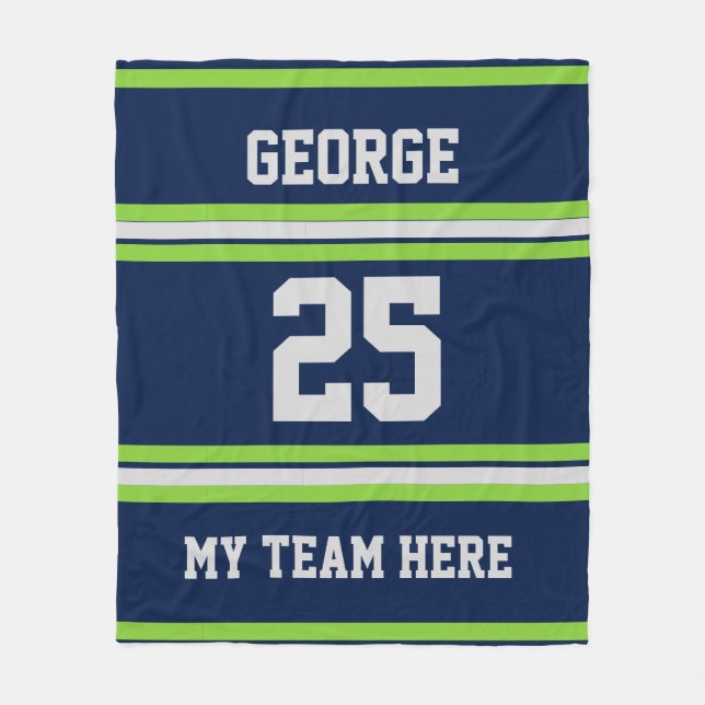 Personalisiert mit Namen,#, Team, Sportfan-Team Fleecedecke (Vorderseite)