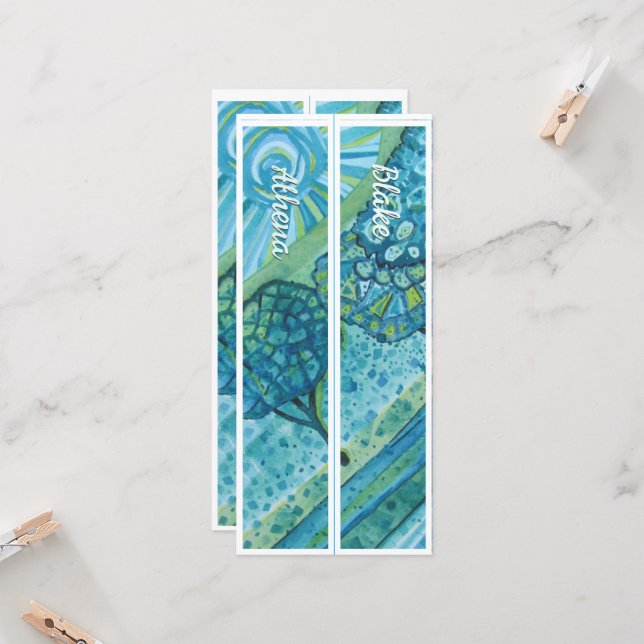 Personalisiert mit Namen Whimsical zwei Lesezeiche (Vorderseite/Rückseite Beispiel)