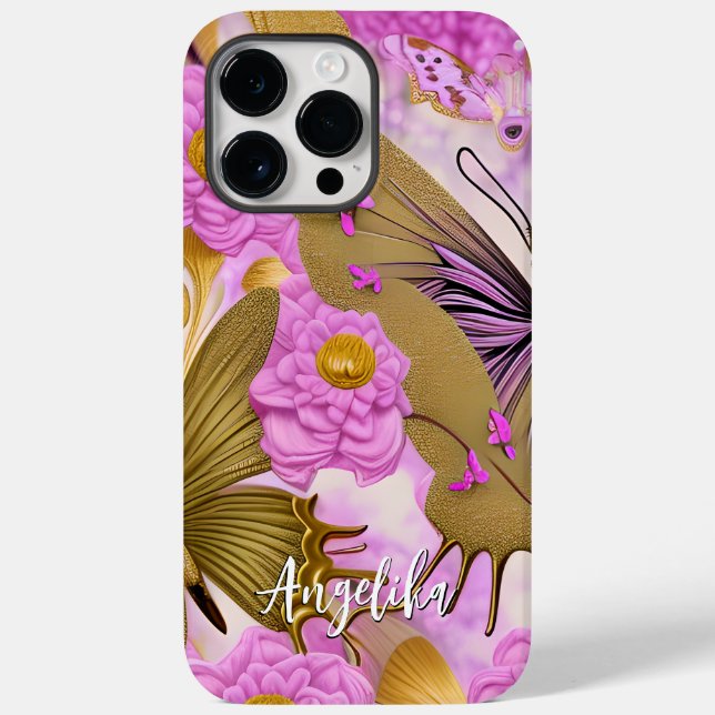 Personalisiert mit Schmetterlingen Case-Mate iPhone 14 Pro Max Hülle (Rückseite)