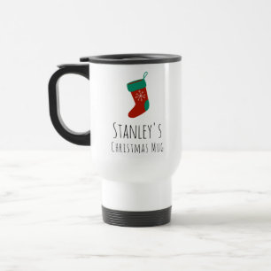 Personalisiert mit Weihnachts-Strumpf-Grafik Reisebecher
