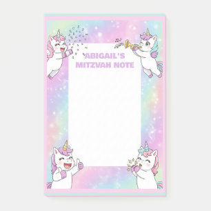 Personalisiert Mitzvah Hinweis Rosa Einhorn Notepa Post-it Klebezettel