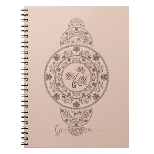 Personalisiert Mocha Rokoko Lotus Ornamental Manda Notizblock (Vorderseite)