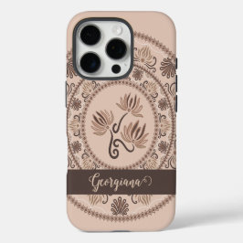 Personalisiert Mocha Rokoko Revival Dot Mandala iPhone 16 Pro Hülle