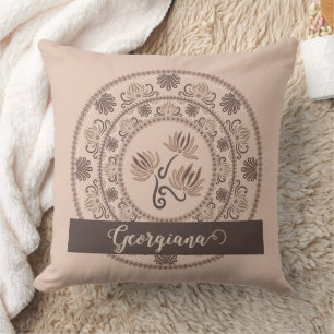 Personalisiert Mocha Rokoko Revival Dot Mandala Kissen