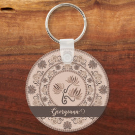 Personalisiert Mocha Rokoko Revival Dot Mandala Schlüsselanhänger