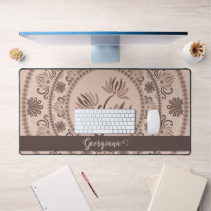 Personalisiert Mocha Rokoko Revival Dot Mandala Schreibtischunterlage
