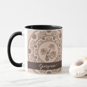 Personalisiert Mocha Rokoko Revival Dot Mandala Tasse