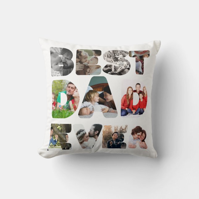 Personalisiert modern 11 Foto Bester Vater je Kissen (Vorderseite)