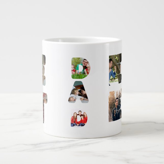 Personalisiert modern 11 Foto Bester Vater je Väte Jumbo-Tasse (Vorderseite)
