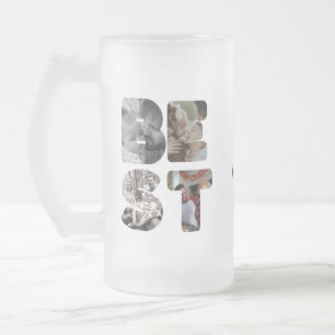Personalisiert modern 11 Foto Bester Vater je Väte Mattglas Bierglas