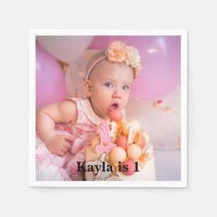 Personalisiert Modern 1. Geburtstag Foto Serviette