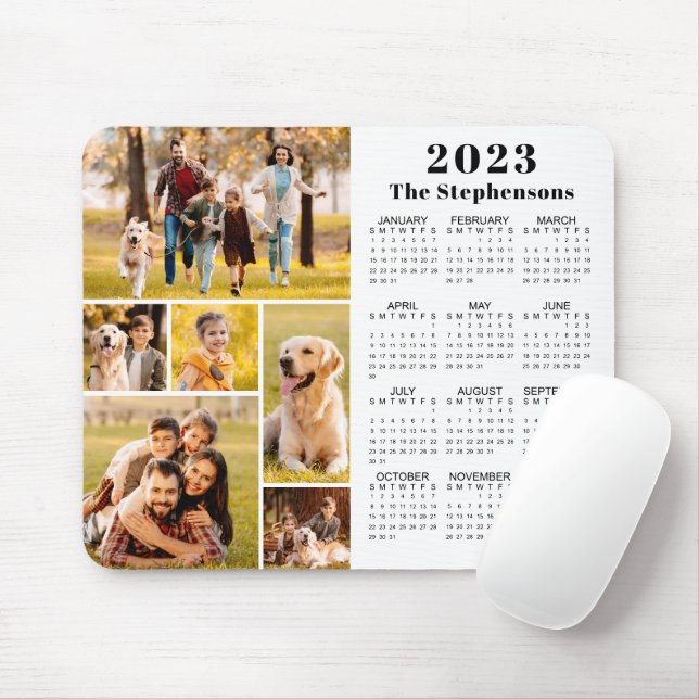 Personalisiert Modern 2023 Kalender 6 FotoCollage Mousepad (Mit Mouse)