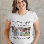 Personalisiert modern | 5 FOTO | ABSCHLUSS T-Shirt<br><div class="desc">Erstellen Sie Ihre eigene stolze Mutter des Graduiertenhemds mit 5 Fotos von Ihrem Sohn oder Ihrer Tochter, Text, der lautet "I BIN THE PROUD MAMA OF GRADUATE AND their NAME". Das Hemd ist leicht personalisiert und die Stile, die Größe und die Farben des Schriftartes können durch einen Klick auf den...</div>